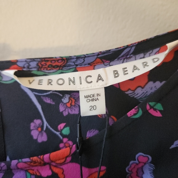 NWT Veronica Beard Selena Floral Sheath Maxi Ruched Silk Dress, size 20 - Picture 5 of 15